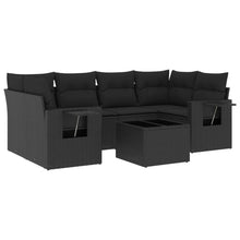7-Delige Loungeset Met Kussens Poly Rattan Zwart