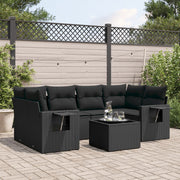 Loungeset 7-delig poly rattan zwart