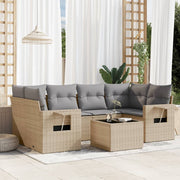 Loungeset 7-delig poly rattan beige