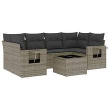 7-Delige Loungeset Met Kussens Poly Rattan Grijs