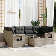 Loungeset 7-delig poly rattan grijs