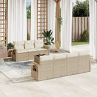 8-piece Lounge Set with Cushions Poly Rattan Beige