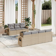 Loungeset 8-delig poly rattan beige