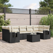 Loungeset poly rattan 8-delig zwart