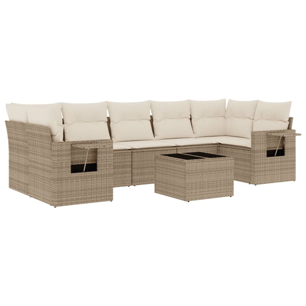 8-Delige Loungeset Met Kussens Poly Rattan Beige