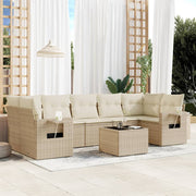 Loungeset 8-delig poly rattan beige