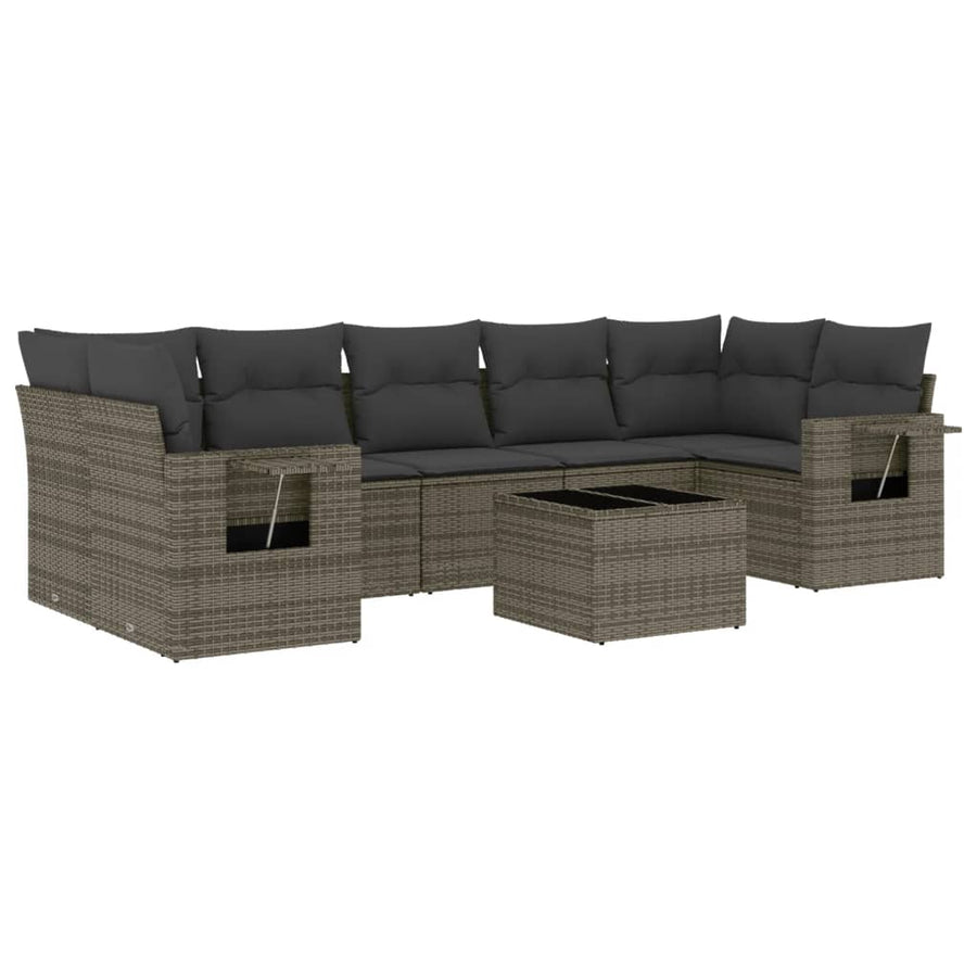 8-Delige Loungeset Met Kussens Poly Rattan Grijs