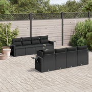 Loungeset 9-delig poly rattan zwart