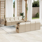 Loungeset 9-delig poly rattan beige