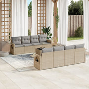 Loungeset 9-delig poly rattan beige