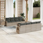 9-piece Lounge Set with Cushions Poly Rattan Light Grey