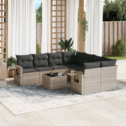 Loungeset 9-delig poly rattan lichtgrijs