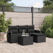 Loungeset 4-delig poly rattan zwart