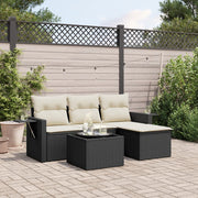 Loungeset poly rattan zwart 4-delig