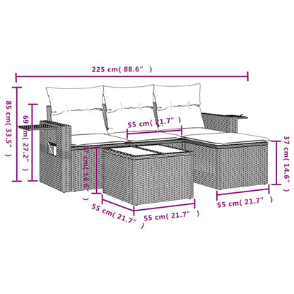4-Delige Loungeset Met Kussens Poly Rattan Beige