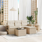 4-Delige Loungeset Met Kussens Poly Rattan Beige