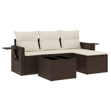 4-delige Loungeset met kussens poly rattan bruin