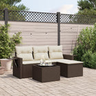 4-delige Loungeset met kussens poly rattan bruin