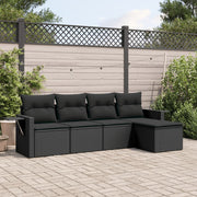 Loungeset 5-delig poly rattan zwart