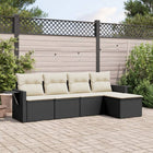 5-Piece Loungeset with Cushions Poly Rattan Black