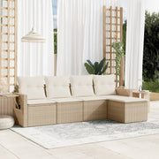 Loungeset poly rattan 5-delig beige