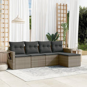 Loungeset 5-delig poly rattan grijs