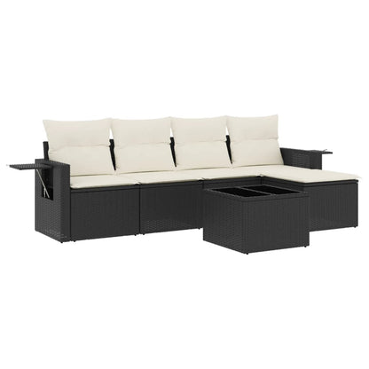 6-Delige Loungeset Met Kussens Poly Rattan Zwart