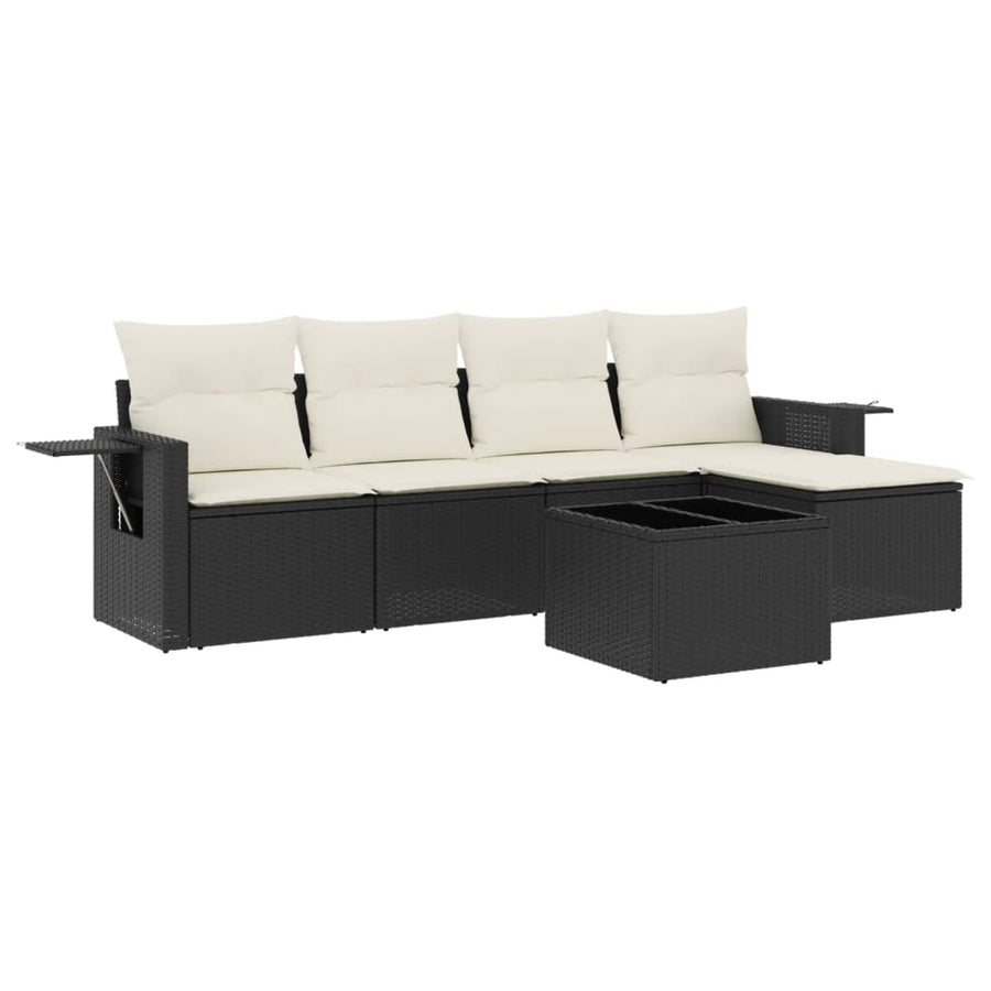 6-Delige Loungeset Met Kussens Poly Rattan Zwart