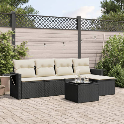 6-Delige Loungeset Met Kussens Poly Rattan Zwart