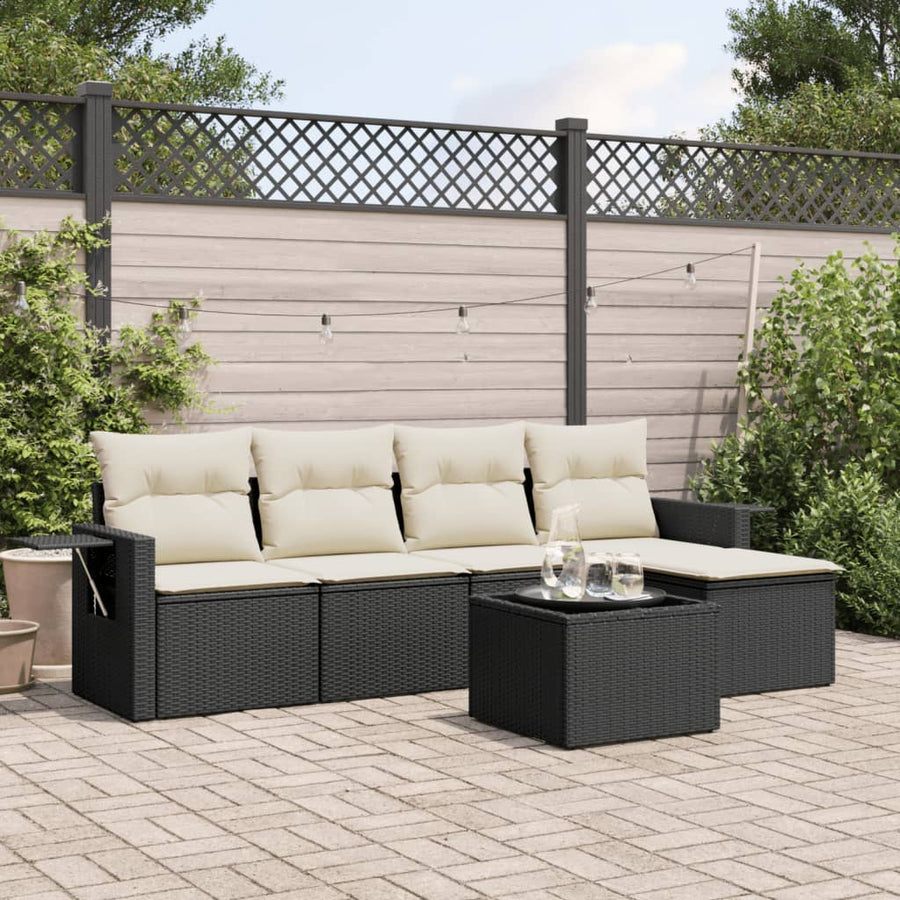 6-Delige Loungeset Met Kussens Poly Rattan Zwart
