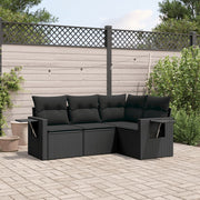 Loungeset 4-delig poly rattan zwart