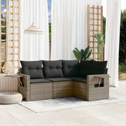 Loungeset 4-delig poly rattan grijs