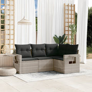 Loungeset 4-delig poly rattan lichtgrijs