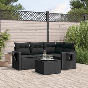 Loungeset 5-delig poly rattan zwart