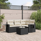 5-piece lounge set with cushions poly rattan black