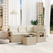 Loungeset 5-delig poly rattan beige