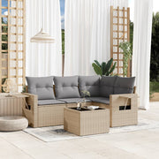 Loungeset 5-delig poly rattan beige
