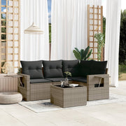 Loungeset 5-delig poly rattan grijs