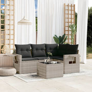 Loungeset 5-delig poly rattan lichtgrijs