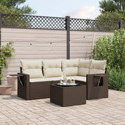 Loungeset poly rattan bruin 5-delig
