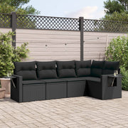 Loungeset 5-delig poly rattan zwart