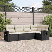 Loungeset 5-delig poly rattan zwart