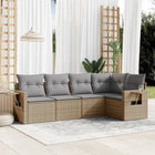 5-piece Loungeset with Cushions Poly Rattan Beige