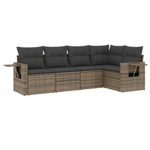 5-Delige Loungeset Met Kussens Poly Rattan Grijs