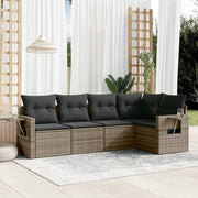 Loungeset 5-delig poly rattan grijs