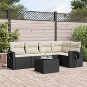 Loungeset 6-delig poly rattan zwart