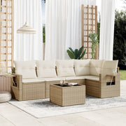 Loungeset 6-delig poly rattan beige