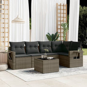 Loungeset 6-delig poly rattan grijs