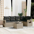 6-piece Lounge Set with cushions poly rattan light grey