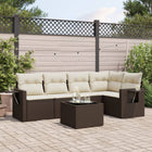 6-piece Lounge Set with Cushions Poly Rattan Brown